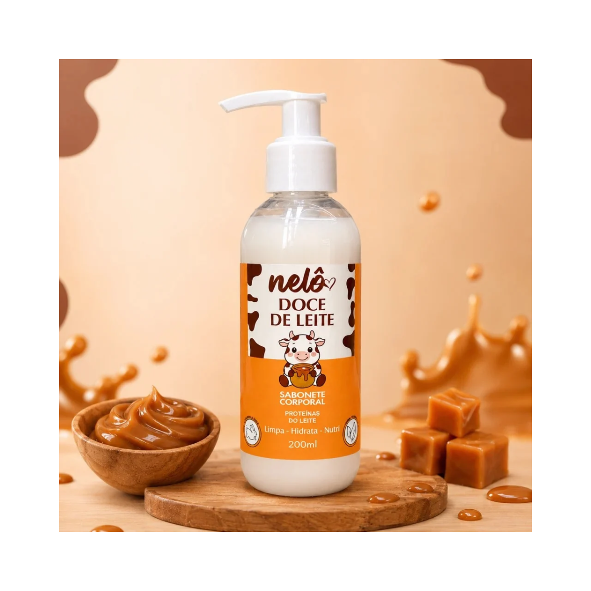 SABONETE LÍQUIDO CORPORAL DOCE DE LEITE NELÔ 200ML