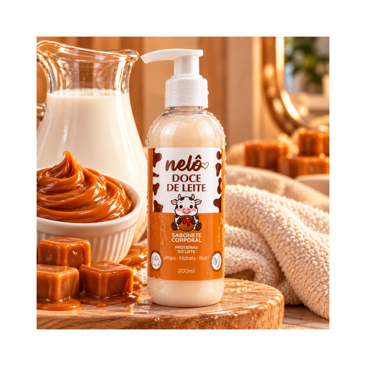 SABONETE LÍQUIDO CORPORAL DOCE DE LEITE NELÔ 200ML