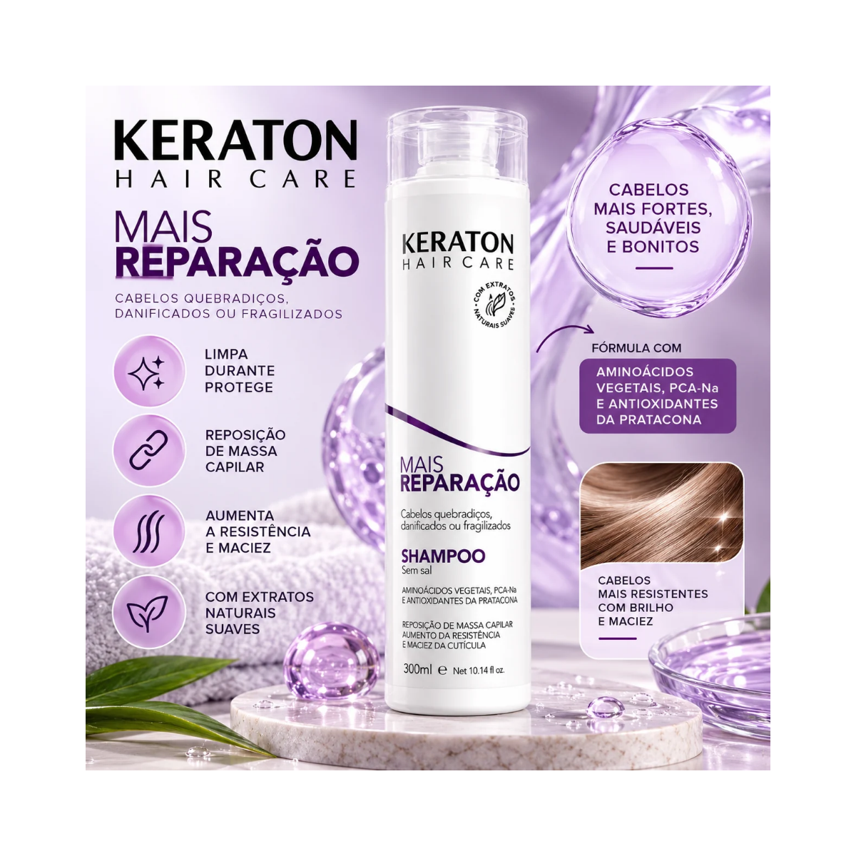 SHAMPOO KERATON MAIS REPARAÇÃO KERT 300ML