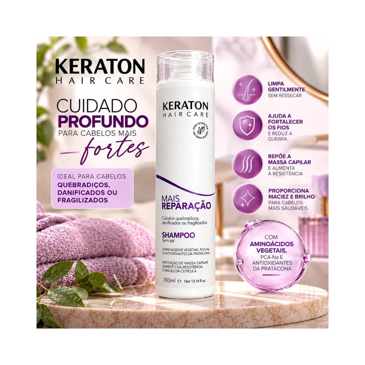 SHAMPOO KERATON MAIS REPARAÇÃO KERT 300ML