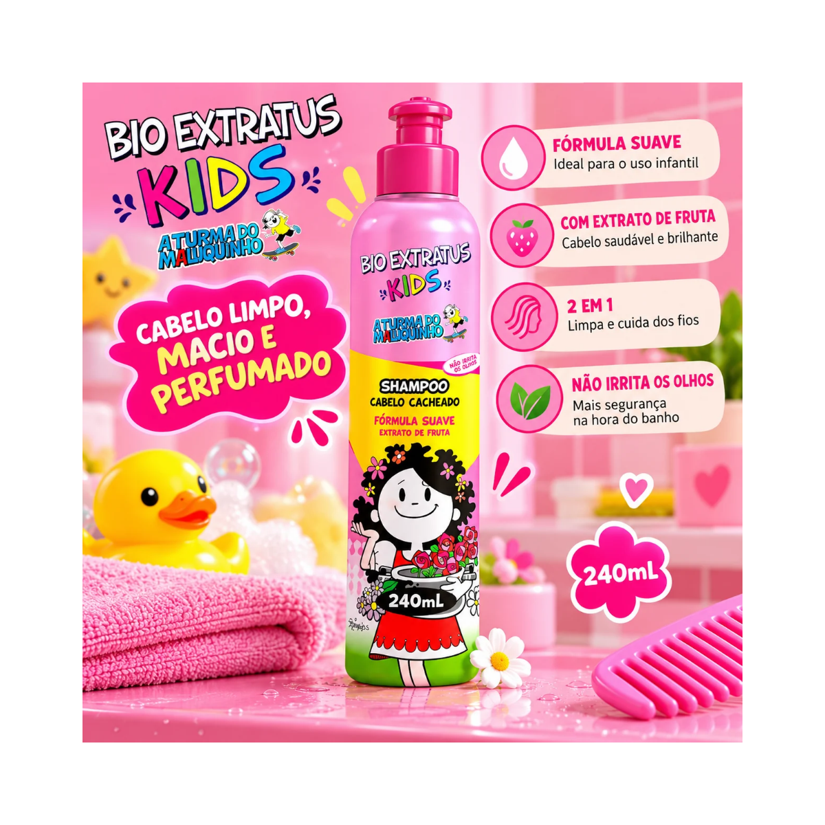 SHAMPOO KIDS CABELO CACHEADO BIO EXTRATUS 240ML