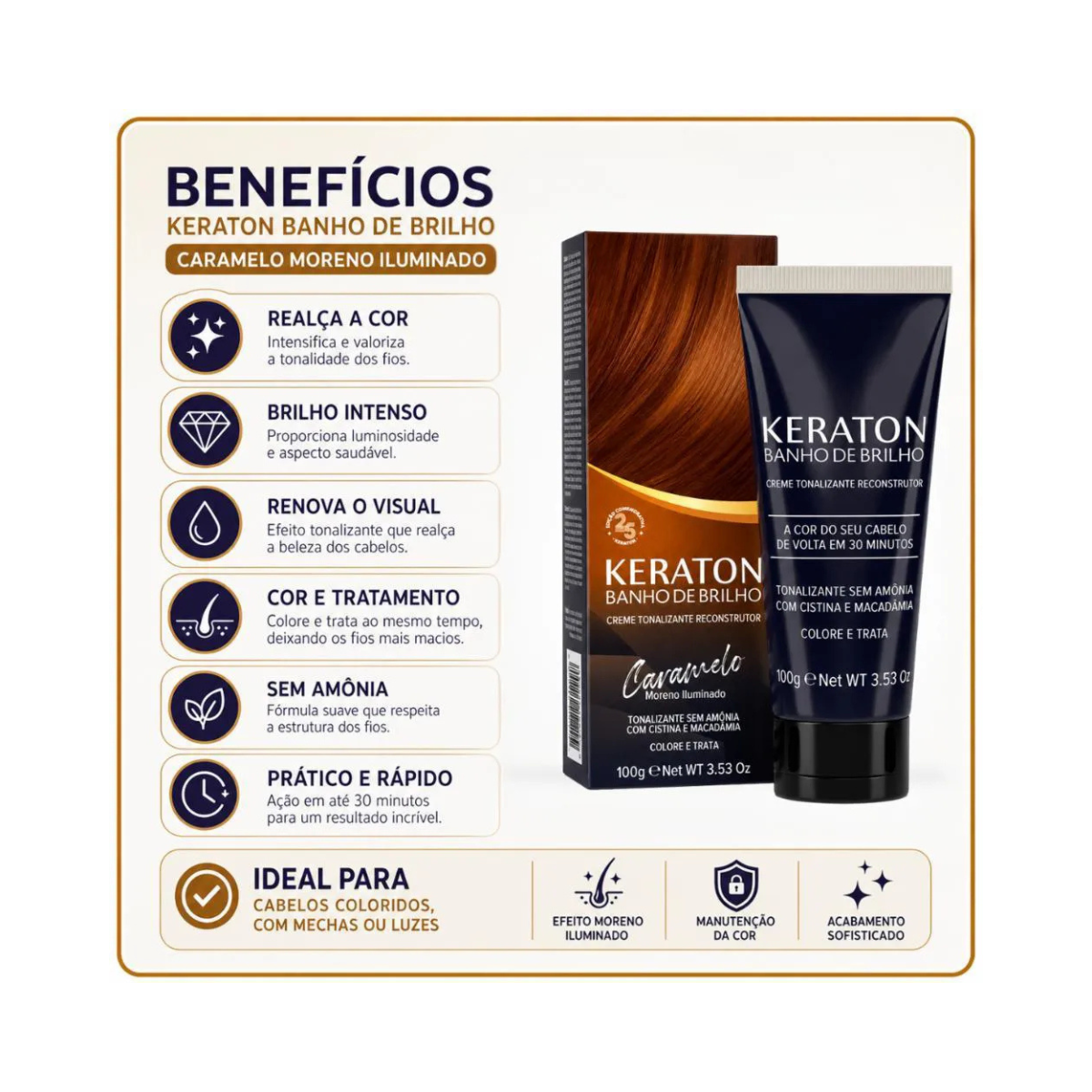 TONALIZANTE KERATON BANHO DE BRILHO CARAMELO KERT