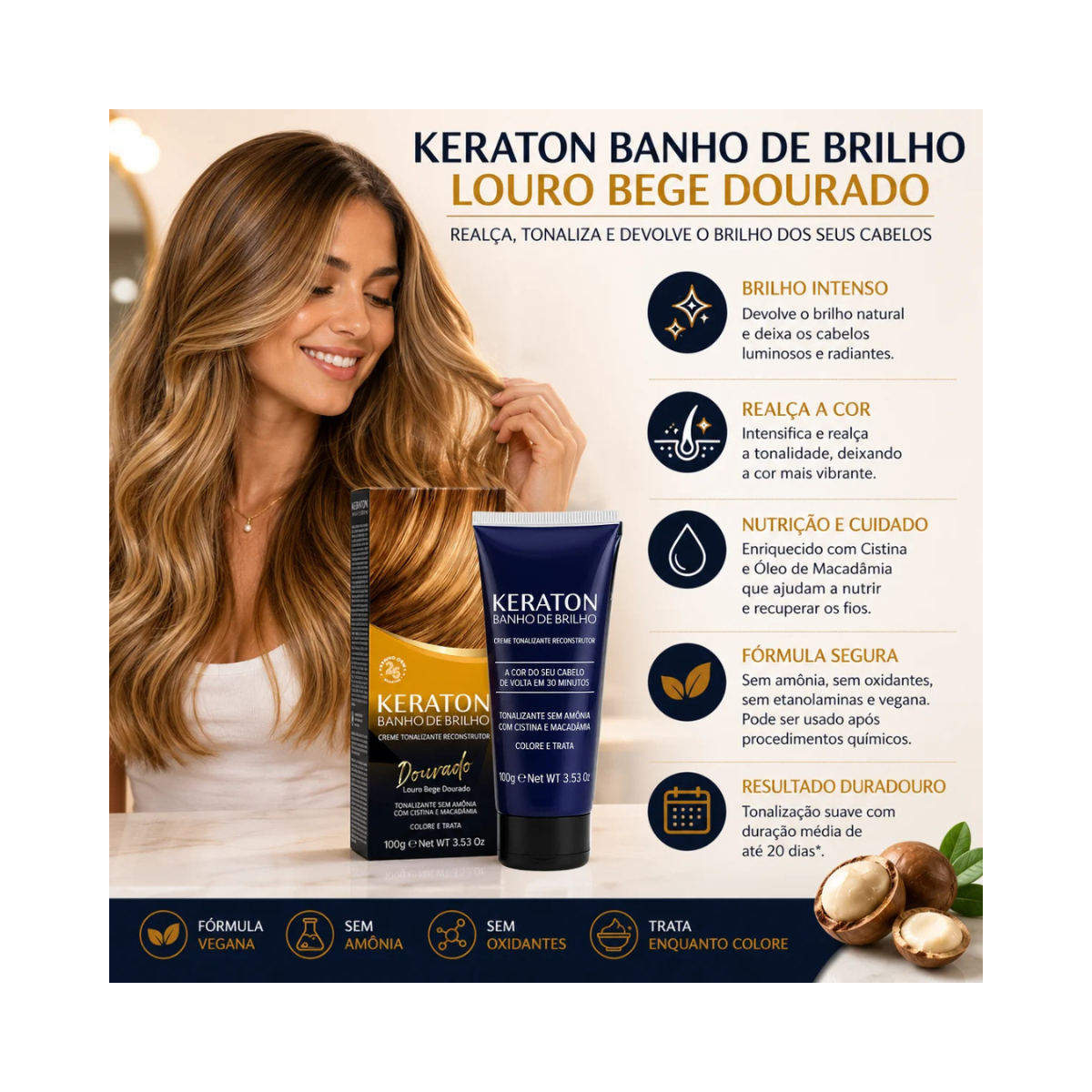 TONALIZANTE KERATON BANHO DE BRILHO DOURADO KERT
